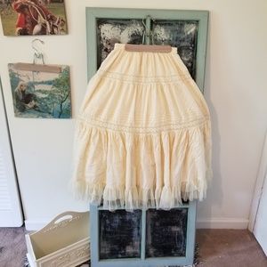 Cream Lace and Tulle Peasant Skirt